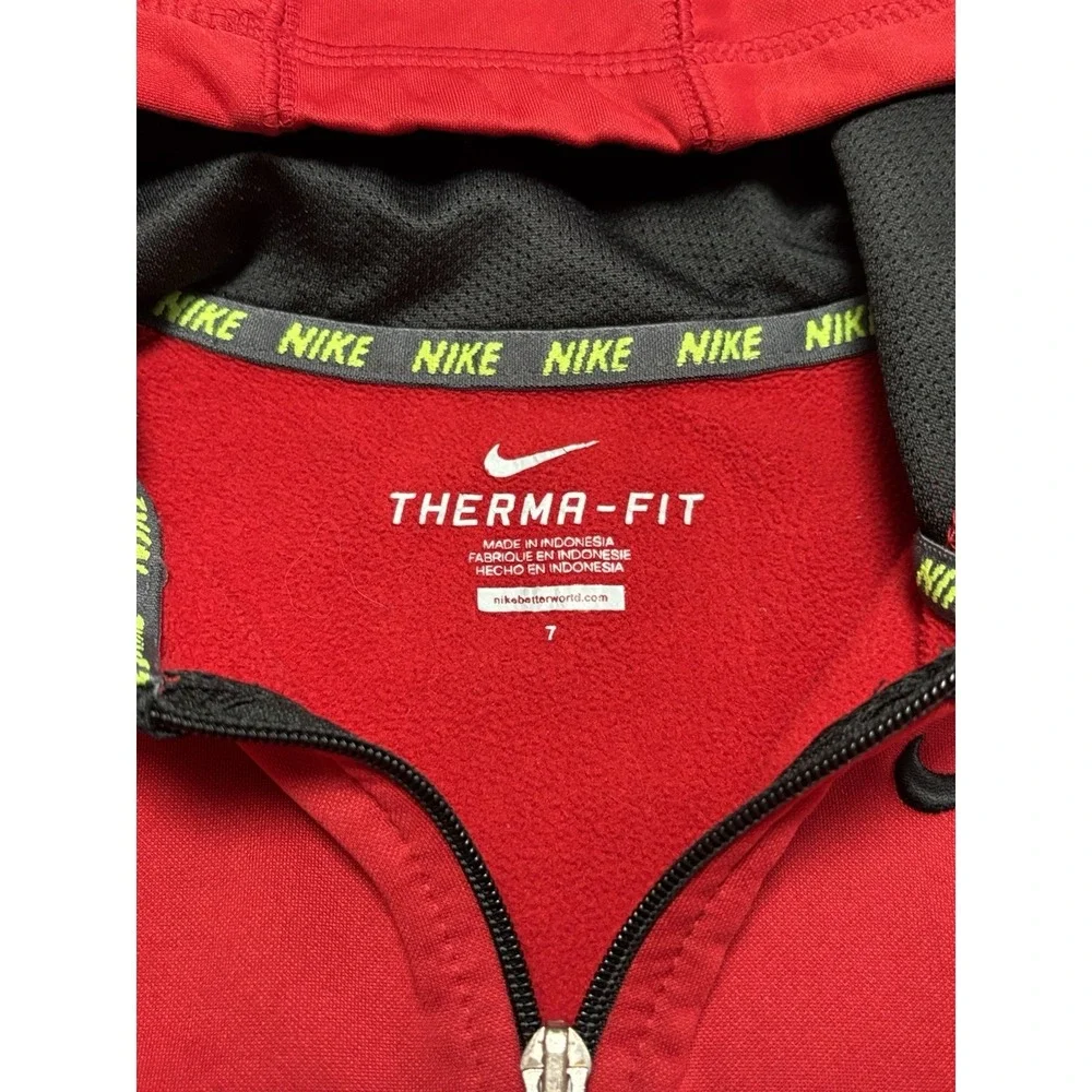 Nike Therma-FIT Youth Full Zip Hoodie Red Fleece Jacket Boys/Girls Size 7